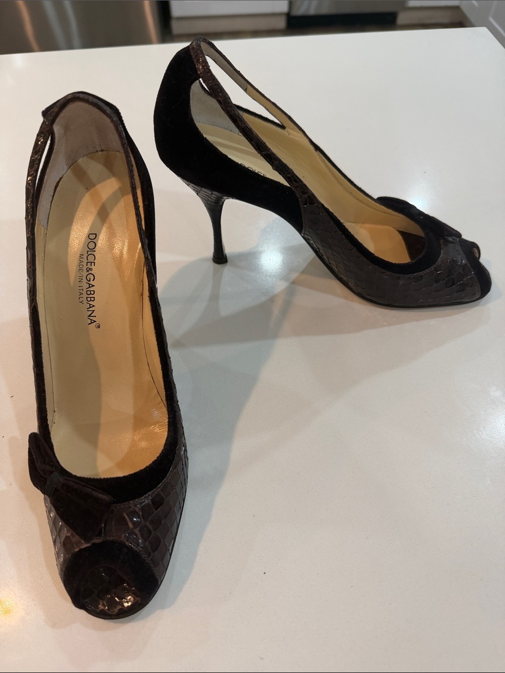 Dolce & Gabbana Black Peep-Toe Heels